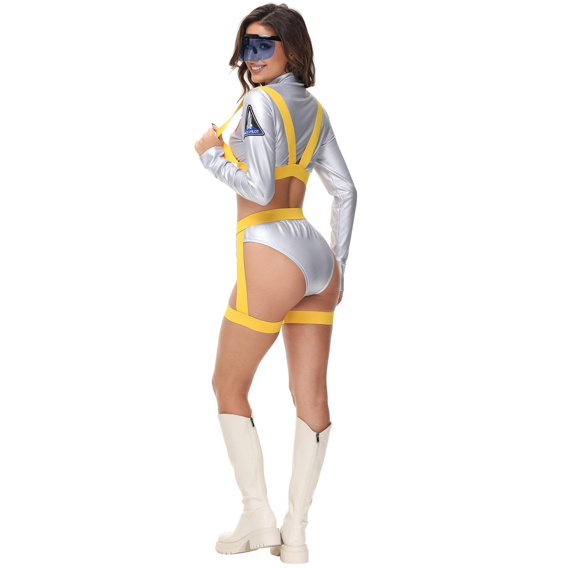 Nightclub Fun Gold Stamped Space Suit Astronaut Female Costume Music Festival Halloween - Pajamasbuy