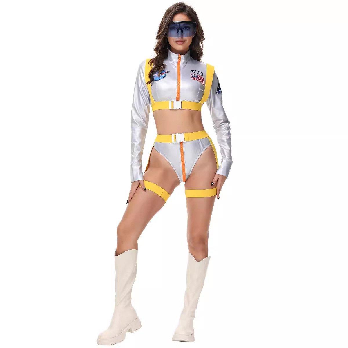 Nightclub Fun Gold Stamped Space Suit Astronaut Female Costume Music Festival Halloween - Pajamasbuy