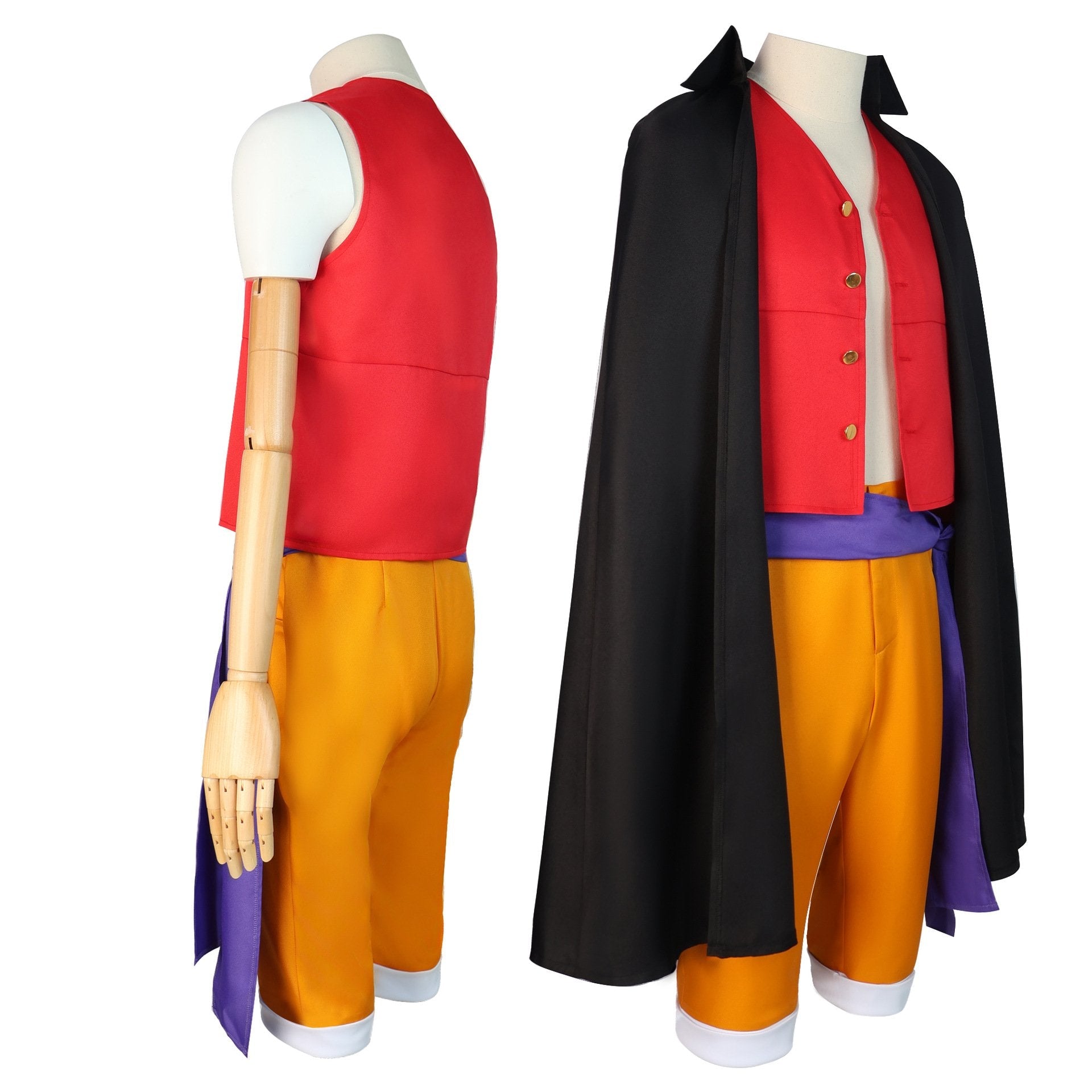 Buyone picece luffy costume Anime Cosplay with straw hat Whole Set Now Cheaper With 3 - 5 Days Ship - PajamasBuy