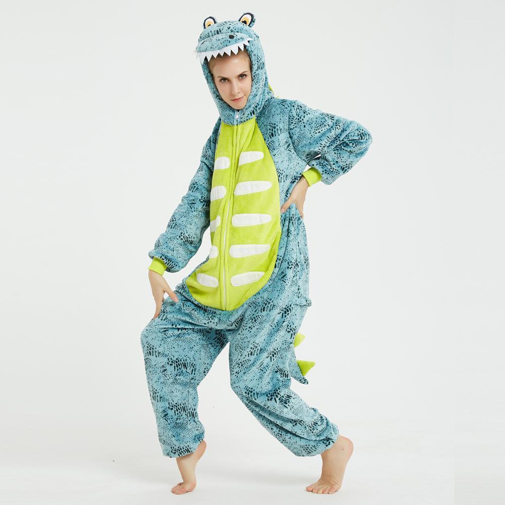 Onesie Kigurumi Pajamas Print Frog Adult's Flannel blue Frog Winter Sleepwear Animal Costume - Pajamasbuy