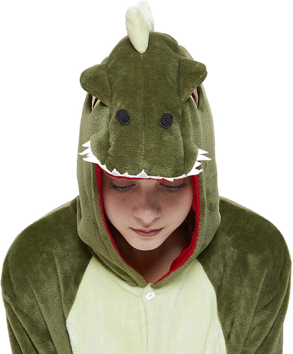 BuyOnesie Kigurumi Pajamas Print New green dinosaur Adult's Flannel Winter Sleepwear Animal Costume Now Cheaper With 3 - 5 Days Ship - PajamasBuy