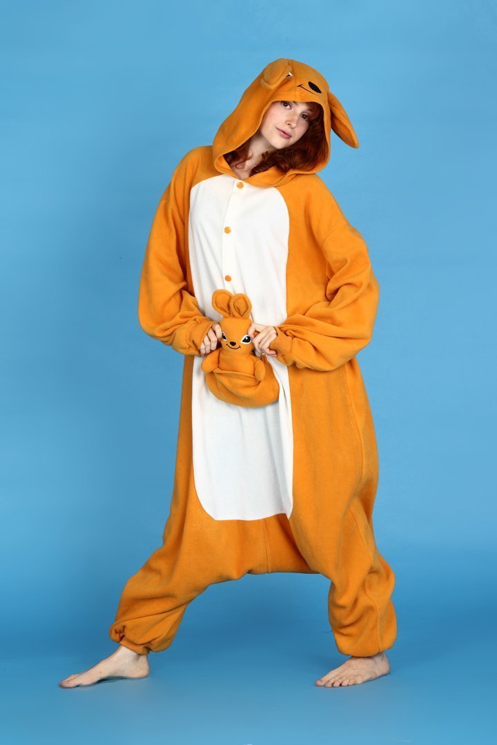 BuyOrange Kangaroo Onesies Hoodie Kigurumi Costume Pajamas Now Cheaper With 3 - 5 Days Ship - PajamasBuy