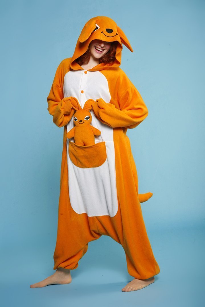 BuyOrange Kangaroo Onesies Hoodie Kigurumi Costume Pajamas Now Cheaper With 3 - 5 Days Ship - PajamasBuy