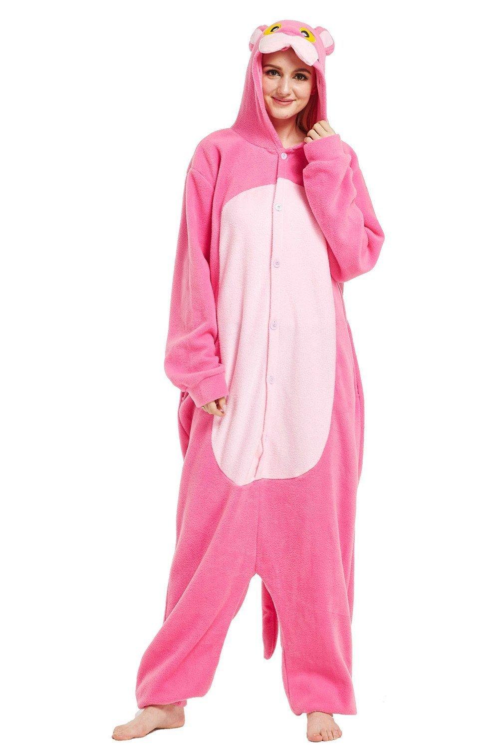 Pink Panther Onesie Kigurumi Animal Hoodie Costume Pajamas - Pajamasbuy