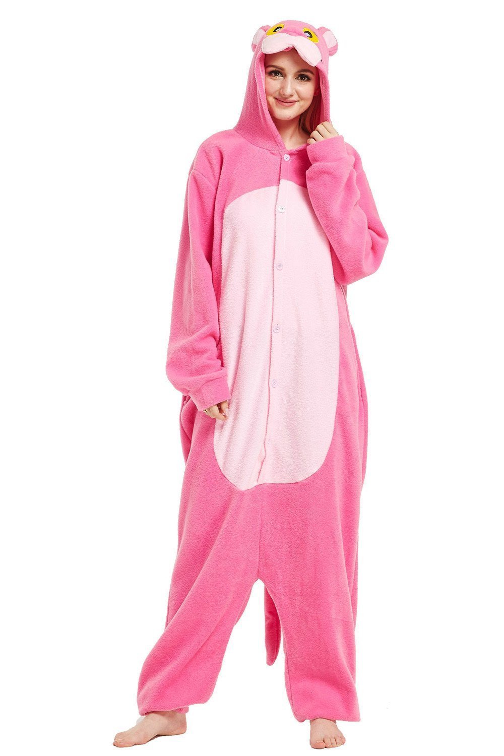 BuyPink Panther Onesie Kigurumi Animal Hoodie Costume Pajamas Now Cheaper With 3 - 5 Days Ship - PajamasBuy