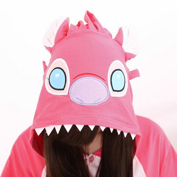 BuyPink Stitch Pajamas Animal Onesie Hoodie Kigurumi Short Sleeve Costume Now Cheaper With 3 - 5 Days Ship - PajamasBuy