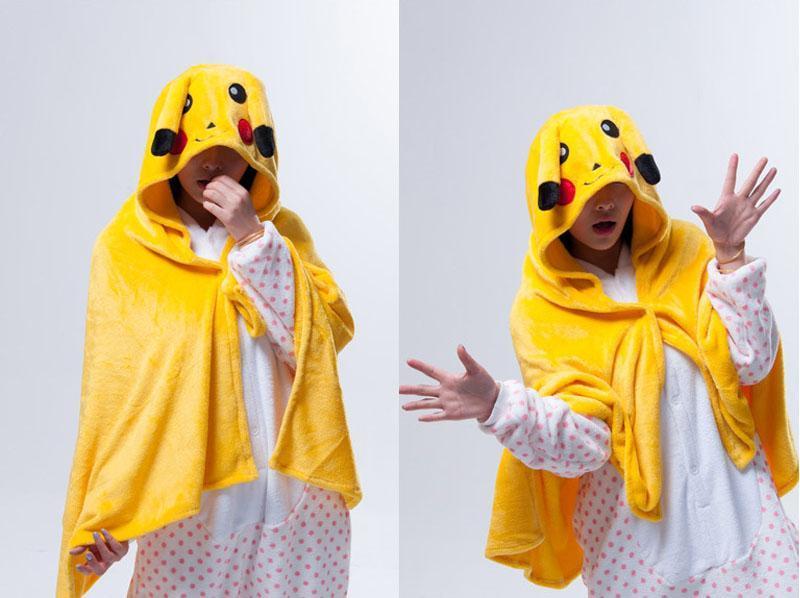 BuyPokemon Kigurumi Pikachu Cosplay Costume Hoodie Cloak Now Cheaper With 3 - 5 Days Ship - PajamasBuy