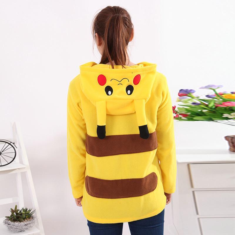 BuyPokemon Pikachu Costume Long Sleeve Cartoon Kigurumi Fleece Hoodie Coat Jacket Now Cheaper With 3 - 5 Days Ship - PajamasBuy