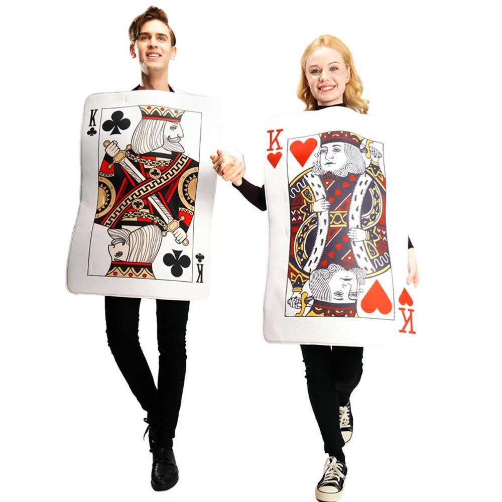 Poker Couples Funny Queen Clubs King of Hearts Cosplay Costume Halloween Carnival Suit - Pajamasbuy