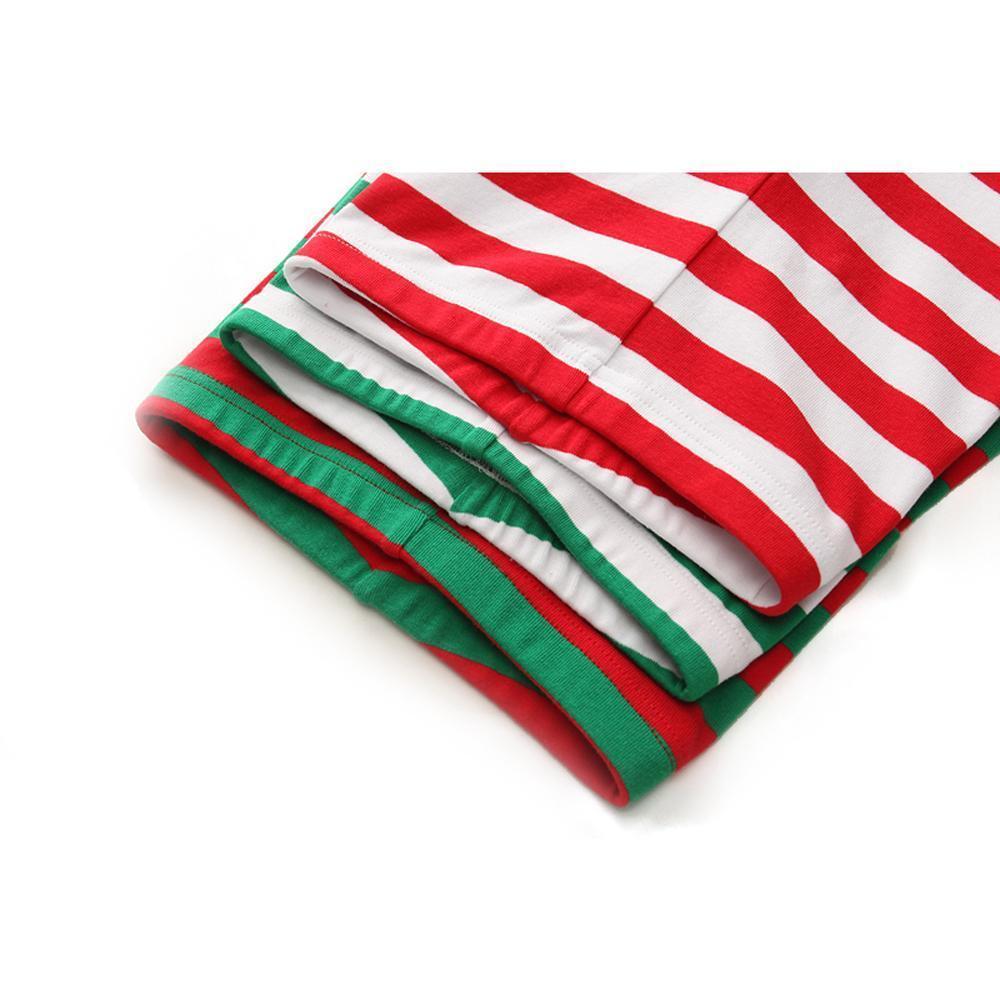 Red Green Christmas Kids Sleepwear Stripes Top Pants Pajamas Set - Pajamasbuy