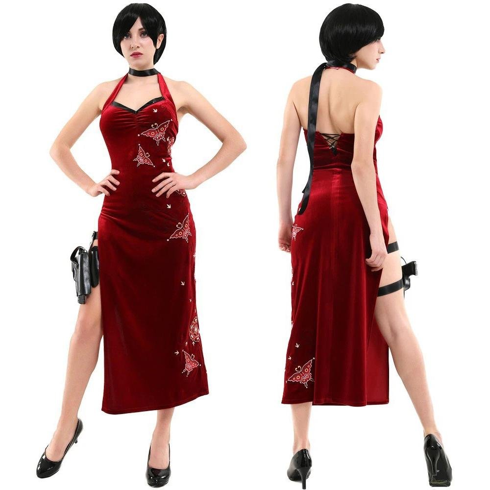 BuyResident Evil Ada Wong Lunar Costue Sleeveless cheongsam Slit Long Skirt Now Cheaper With 3 - 5 Days Ship - PajamasBuy