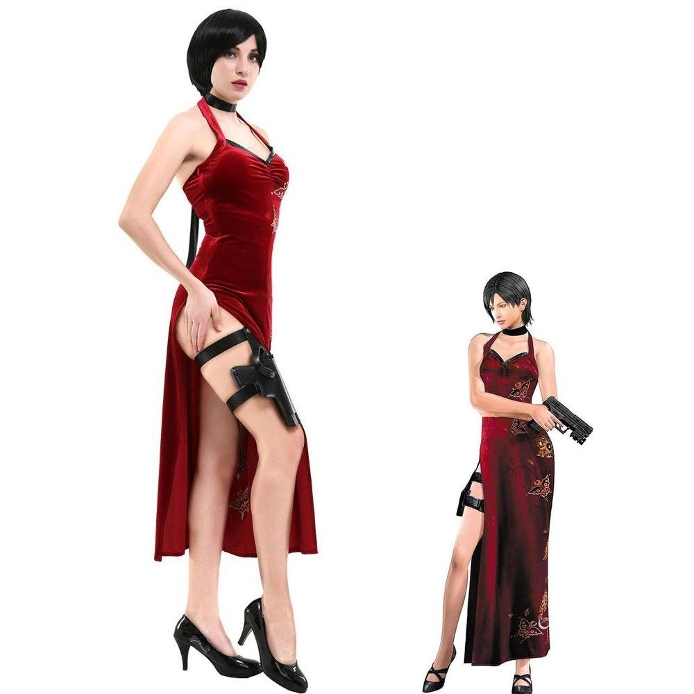 BuyResident Evil Ada Wong Lunar Costue Sleeveless cheongsam Slit Long Skirt Now Cheaper With 3 - 5 Days Ship - PajamasBuy