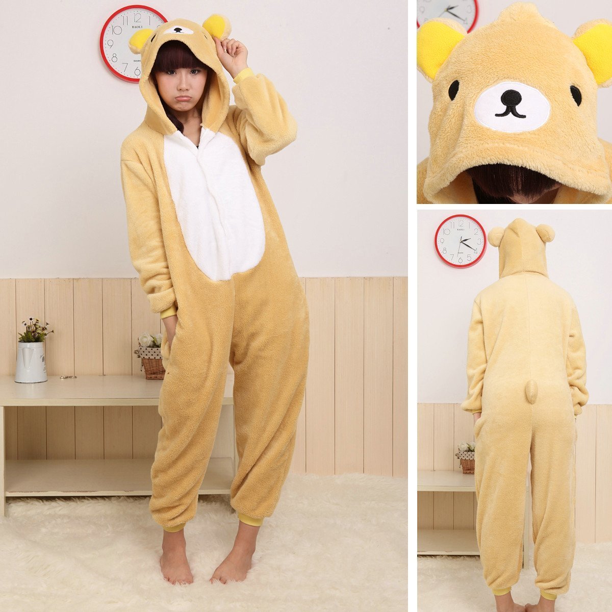 BuyRilakkuma Bear Kigurumi Onesie Hoodie Pajamas Animal Costume Now Cheaper With 3 - 5 Days Ship - PajamasBuy