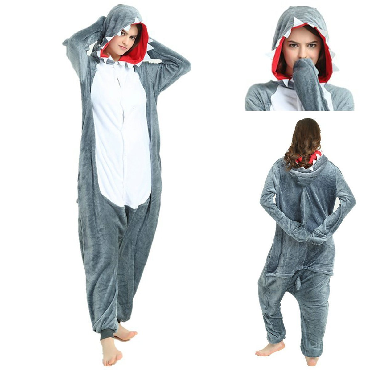 BuyShark Kigurumi Onesies Pajamas Adult Costumes Now Cheaper With 3 - 5 Days Ship - PajamasBuy