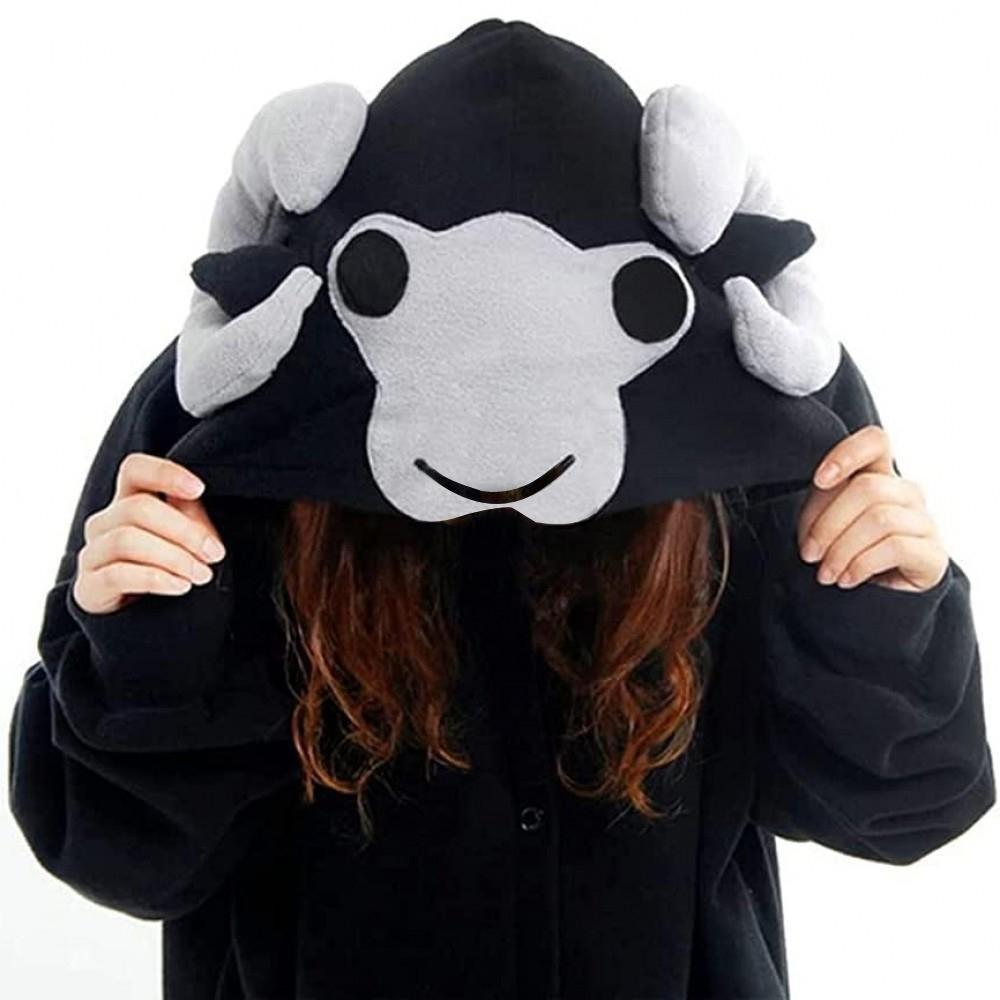 Sheep Costume Black Goat Animal Kigurumi Onesie Cartoon Party Wear Pajamas for Adults - Pajamasbuy