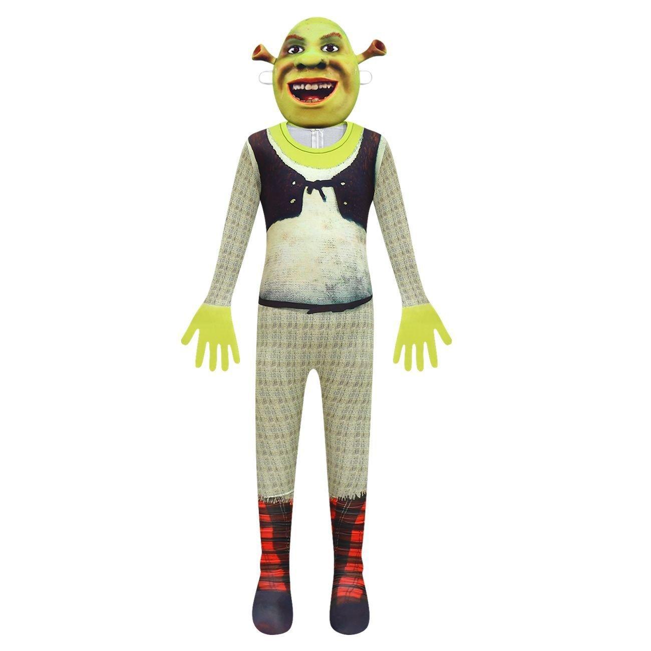 Shrek Costume Cosplay Jumpsuit with Mask Bag for Kids Halloween - Pajamasbuy