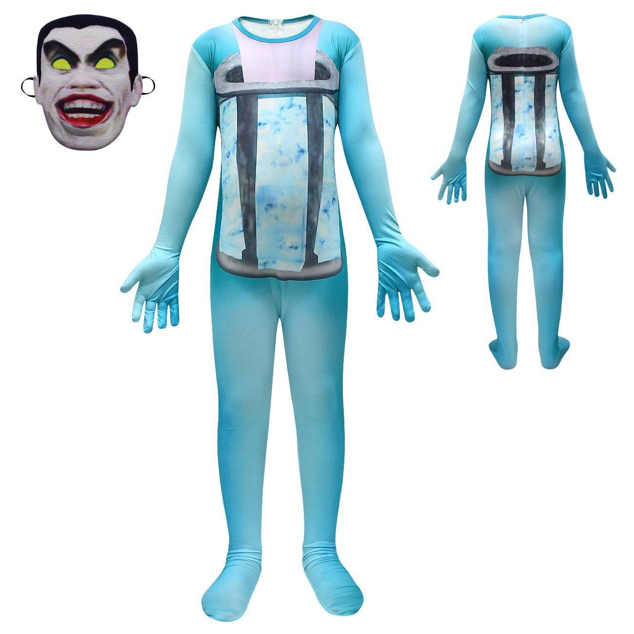 Skibidi Toilet Blue Jumpsuit Titan Tv man Cosplay Costume For Kids - Pajamasbuy