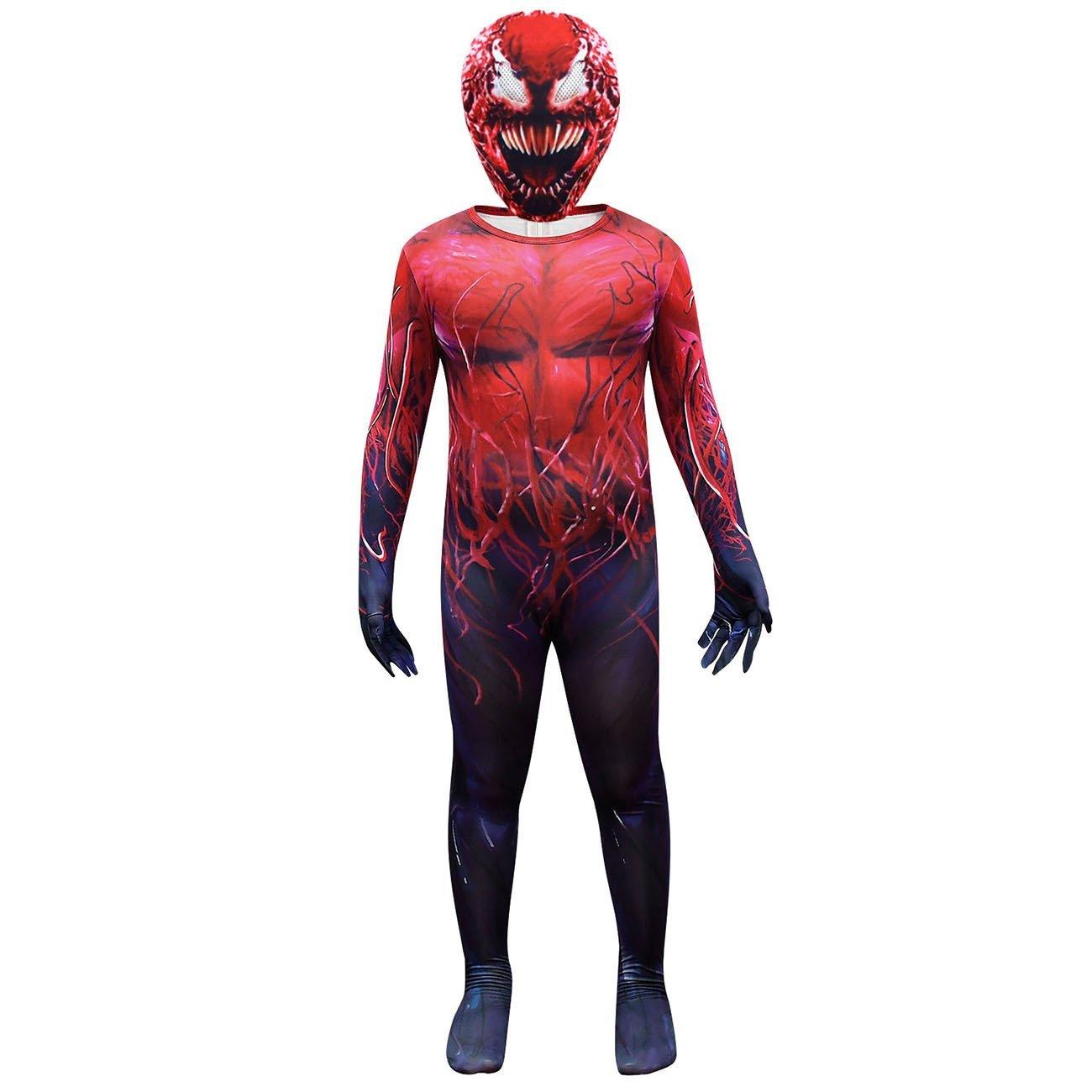 Spider - Man CARNAGE RED VENOM Costume For Kids Deluxe Zentai Cosplay Jumpsuits With Head Mask Halloween - Pajamasbuy