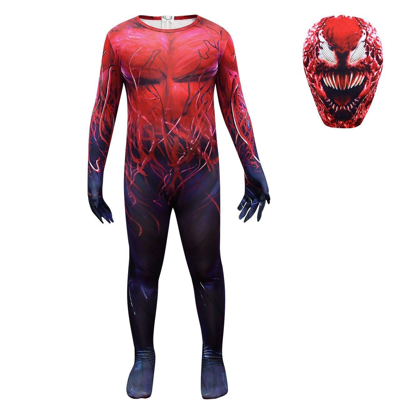 Spider - Man CARNAGE RED VENOM Costume For Kids Deluxe Zentai Cosplay Jumpsuits With Head Mask Halloween - Pajamasbuy