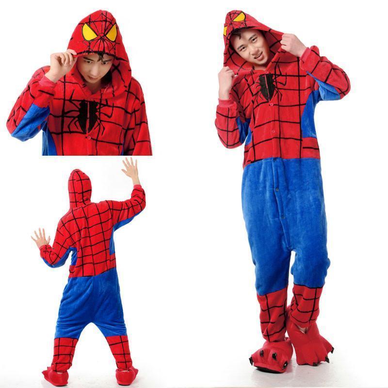 Spiderman Kigurumi Onesies Hoodie Pajamas Costume for Adult - Pajamasbuy