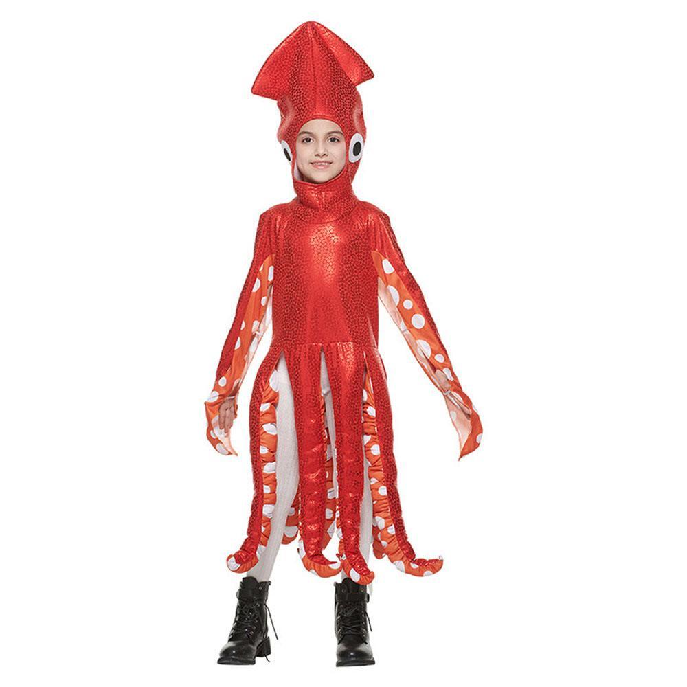 BuySquid Costume Red Leggings Jumpsuit Marine Life Cosplay Halloween Christmas School Party for Kids Now Cheaper With 3 - 5 Days Ship - PajamasBuy