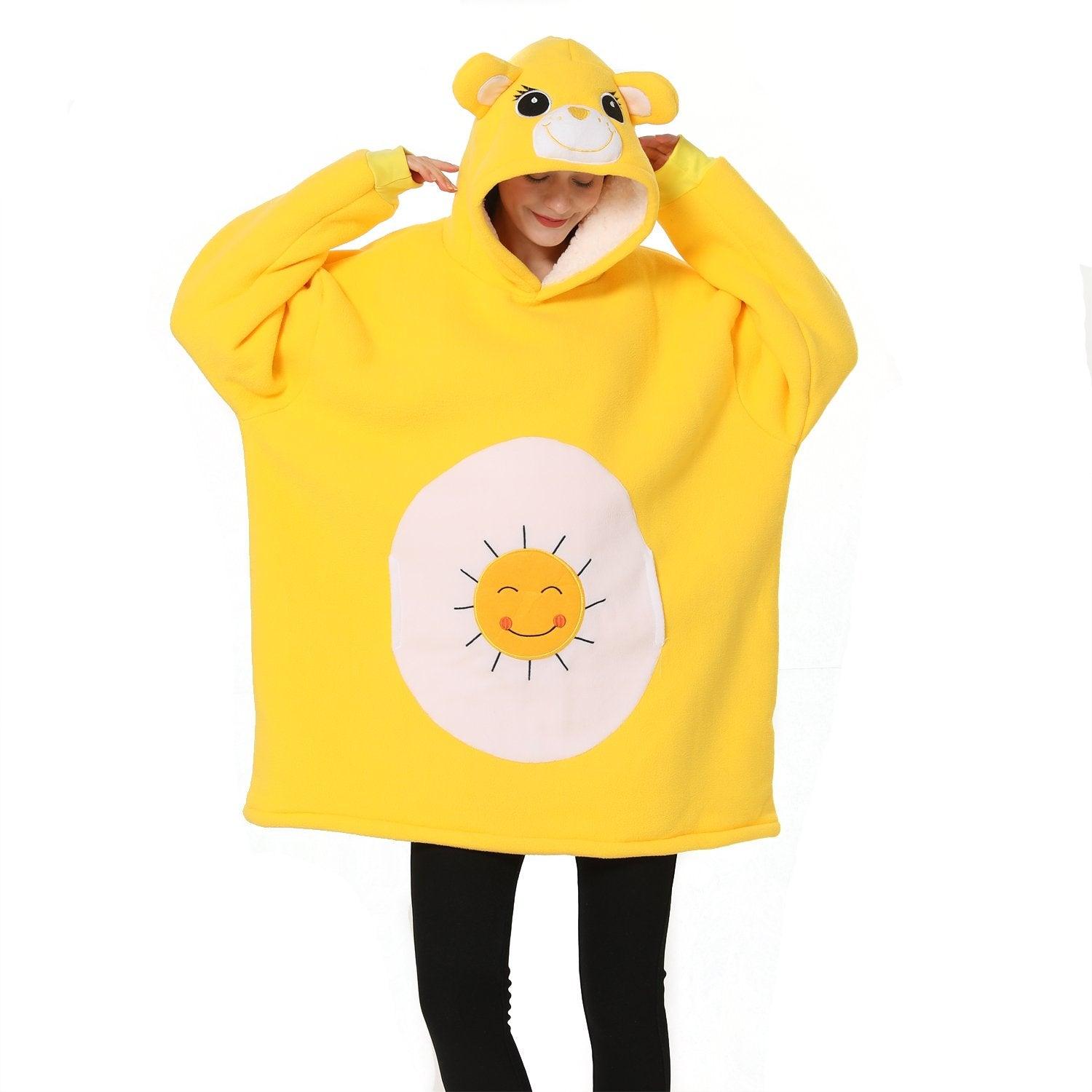 Sunshine Bear Animal Hoodie Wearable Costume Cartoon Keep Warm Lazy TV Blanket - Pajamasbuy