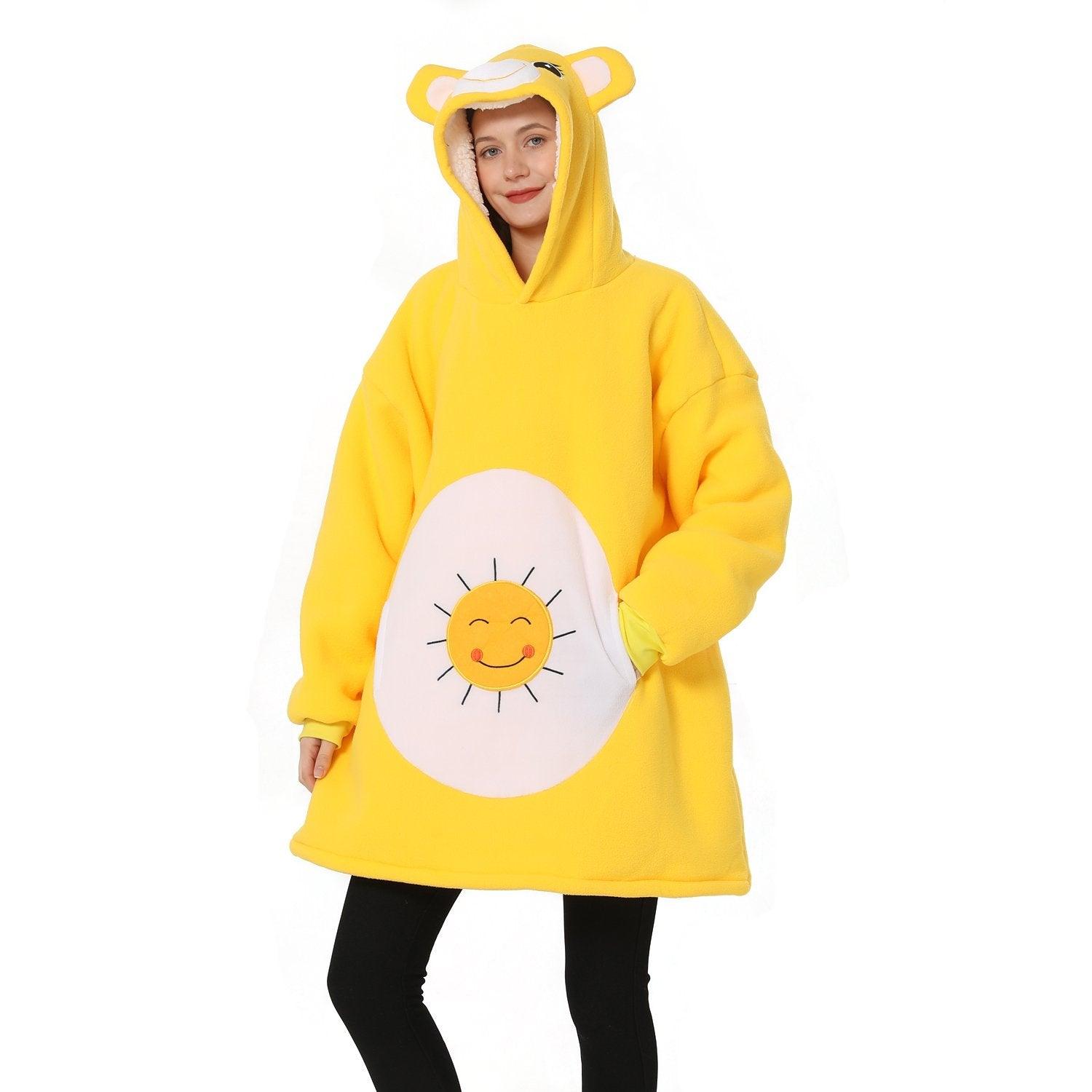 Sunshine Bear Animal Hoodie Wearable Costume Cartoon Keep Warm Lazy TV Blanket - Pajamasbuy