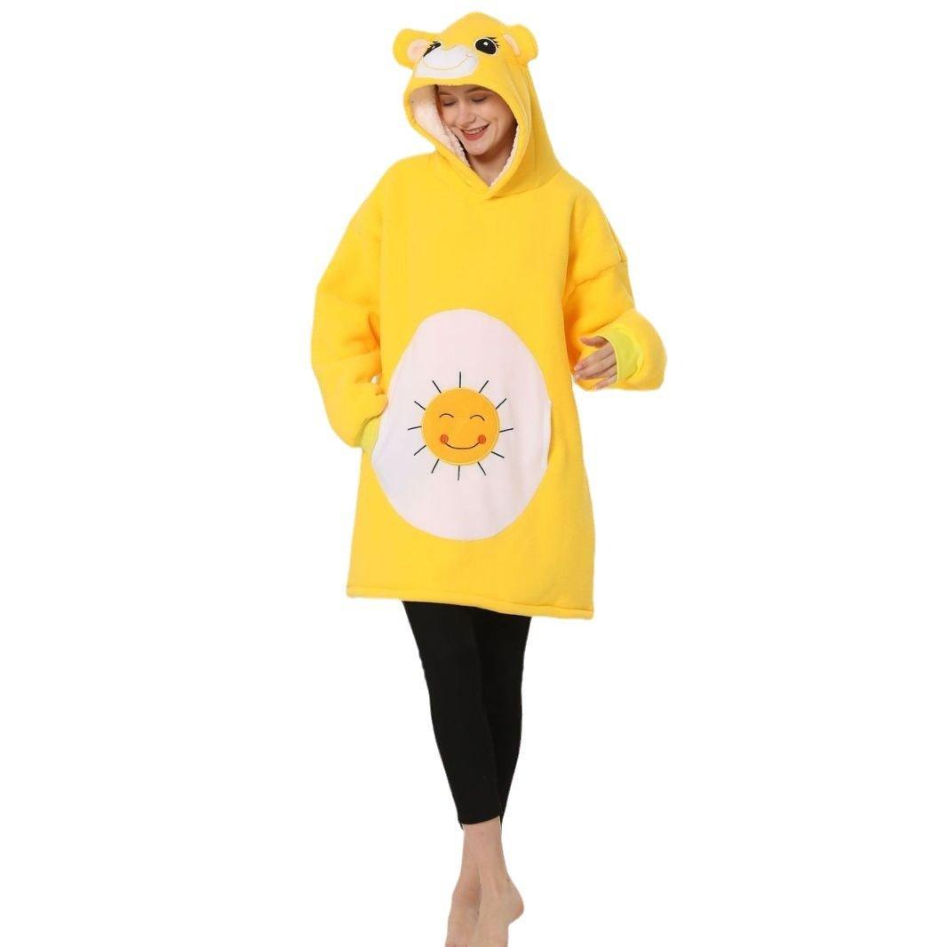 Sunshine Bear Animal Hoodie Wearable Costume Cartoon Keep Warm Lazy TV Blanket - Pajamasbuy