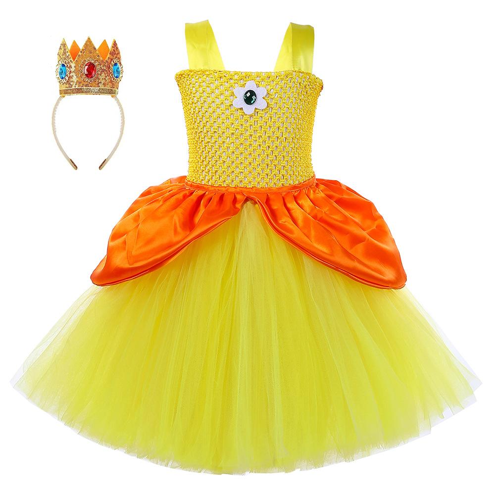 BuySuper Mario Bros Princess Peach Kids dress TUTU party dress cosplay Now Cheaper With 3 - 5 Days Ship - PajamasBuy