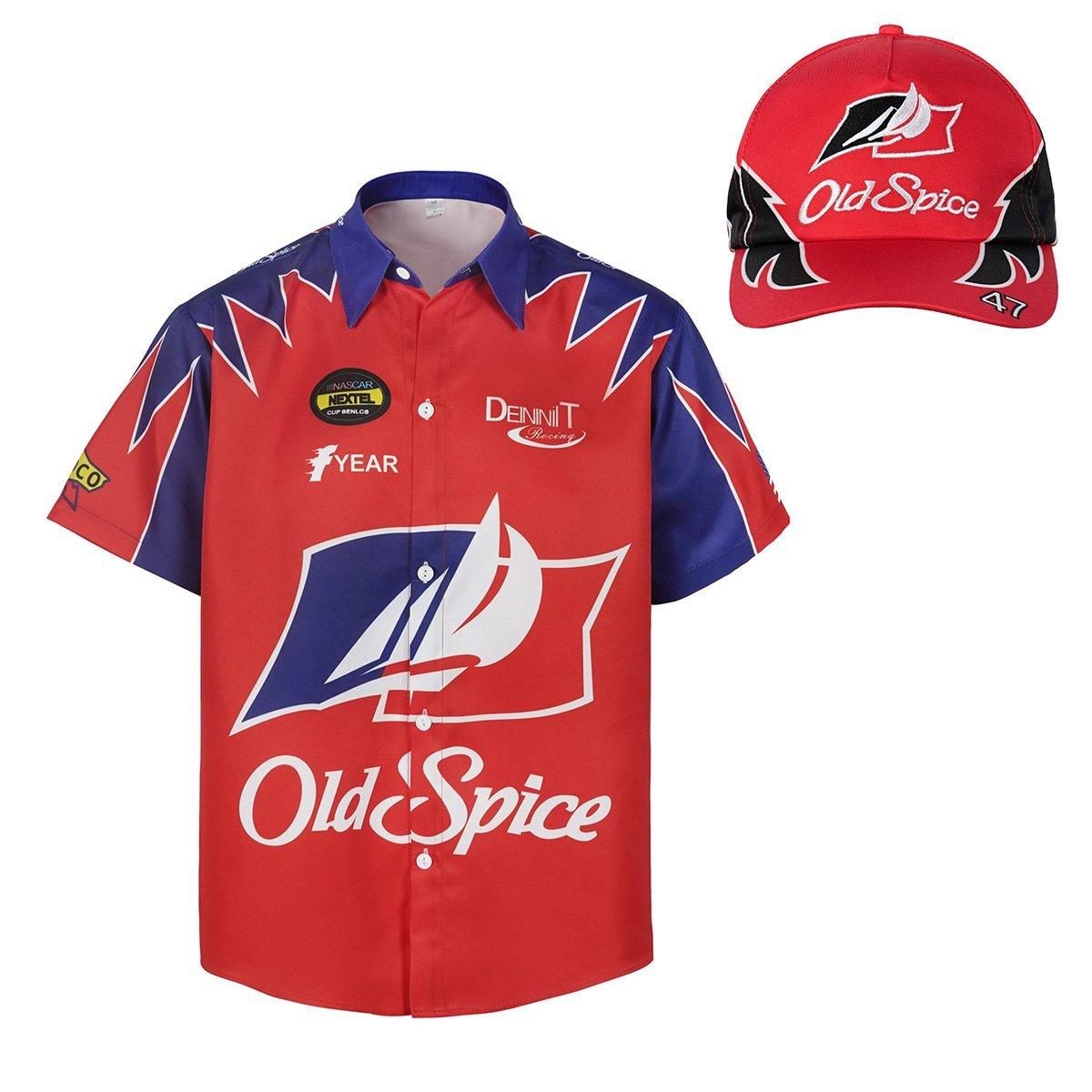 Talladega Nights Ricky Bobby Racing Shirt and Hat Set Men's Short Sleeve Casual Costume - Pajamasbuy