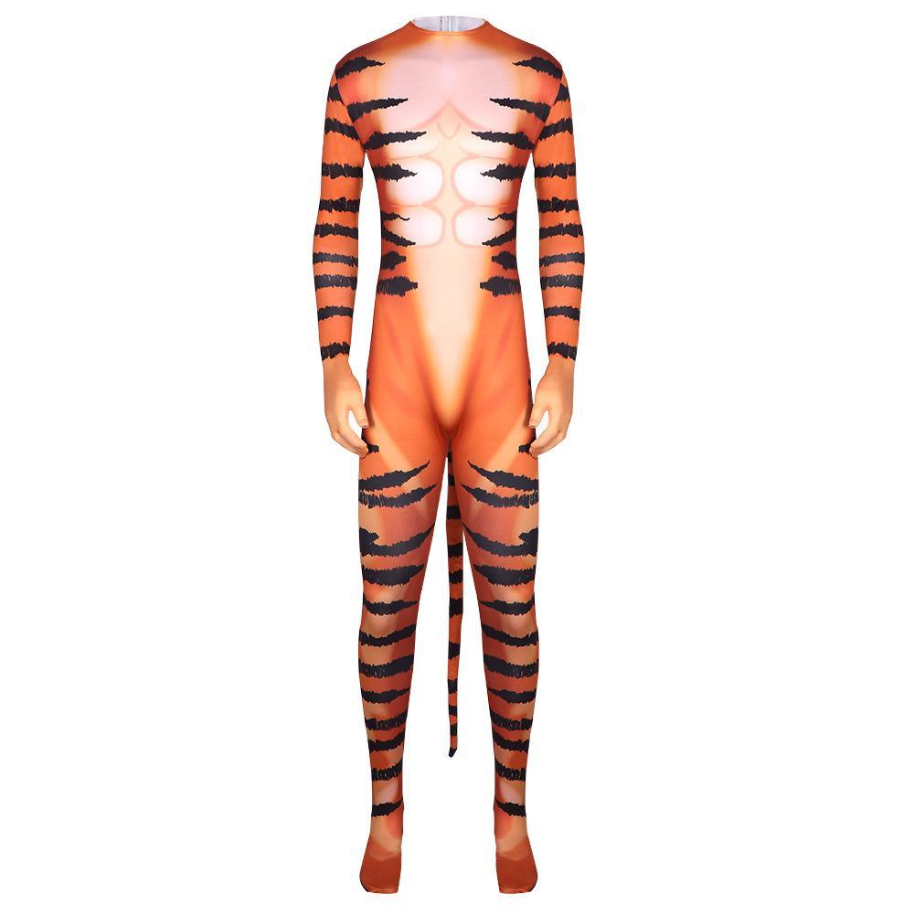 Tiger Stripes Animal Cosplay Zentai Costume Jumpsuit Bodysuit Outfits Adult - Pajamasbuy