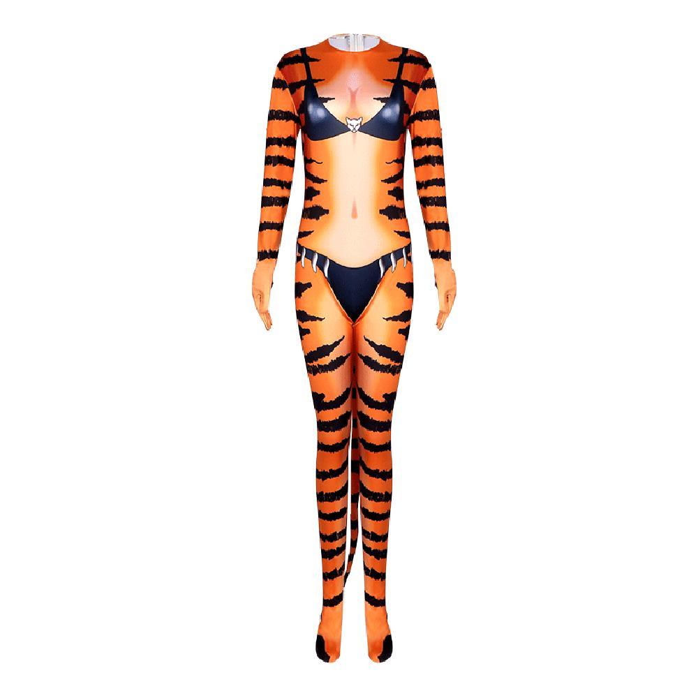 Tiger Stripes Animal Cosplay Zentai Costume Jumpsuit Bodysuit Outfits Adult - Pajamasbuy