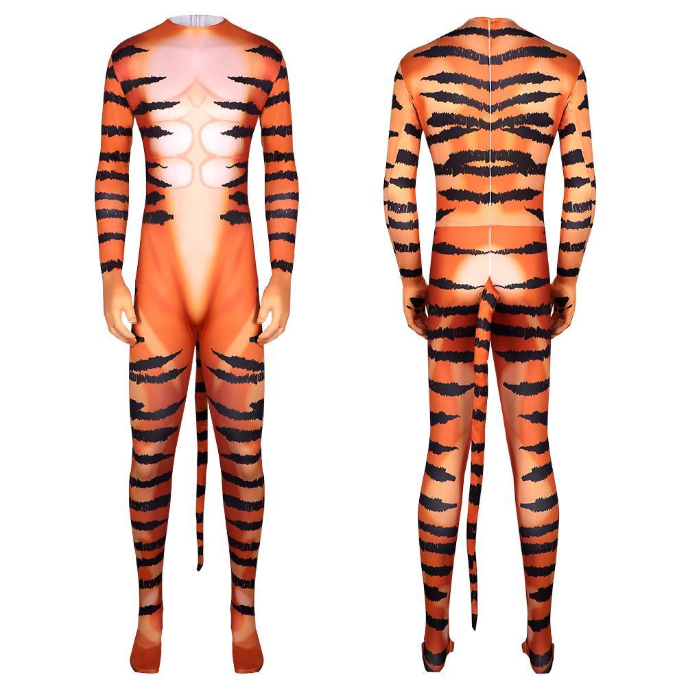 Tiger Stripes Animal Cosplay Zentai Costume Jumpsuit Bodysuit Outfits Adult - Pajamasbuy