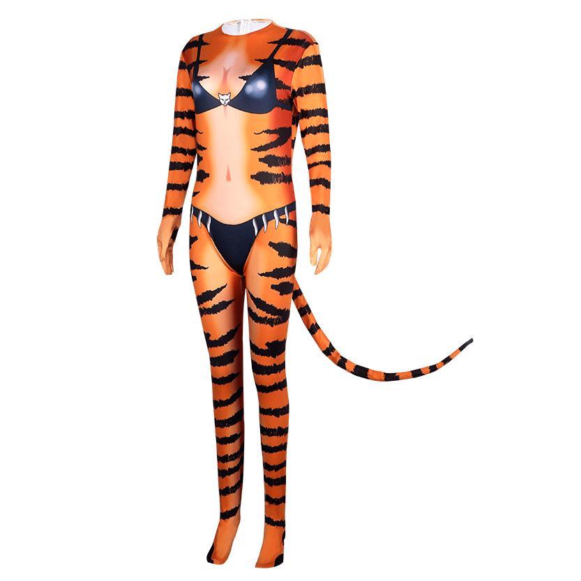 Tiger Stripes Animal Cosplay Zentai Costume Jumpsuit Bodysuit Outfits Adult - Pajamasbuy