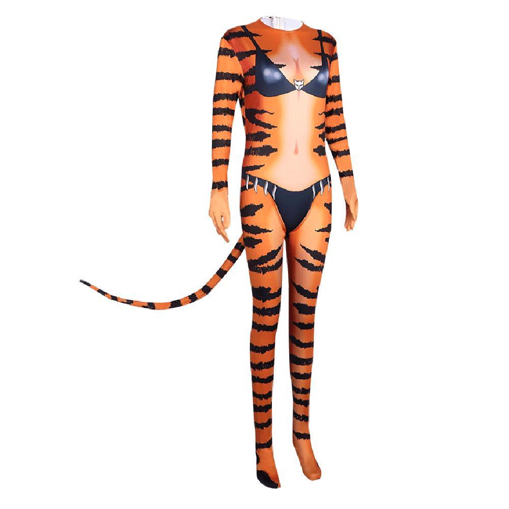 Tiger Stripes Animal Cosplay Zentai Costume Jumpsuit Bodysuit Outfits Adult - Pajamasbuy