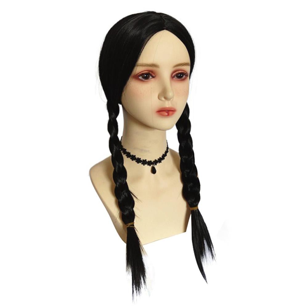 BuyWednesday Addams Wig The Addams Family Cosplay Black middle part braid wigs For Adult Now Cheaper With 3 - 5 Days Ship - PajamasBuy