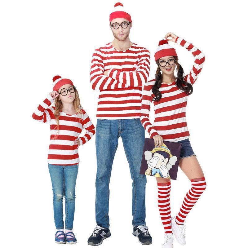 Where's Wally Wally Anime Cosplay Family Matching Costume - Pajamasbuy