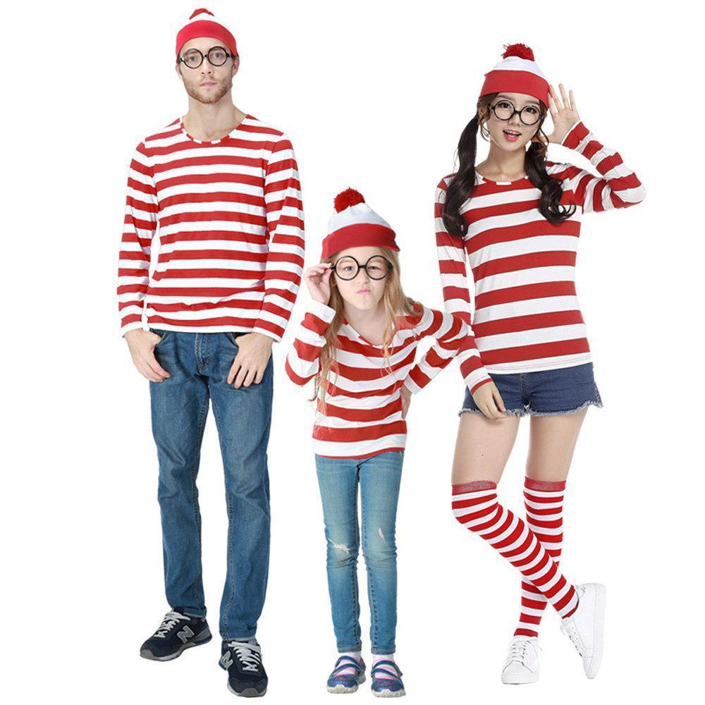 Where's Wally Wally Anime Cosplay Family Matching Costume - Pajamasbuy