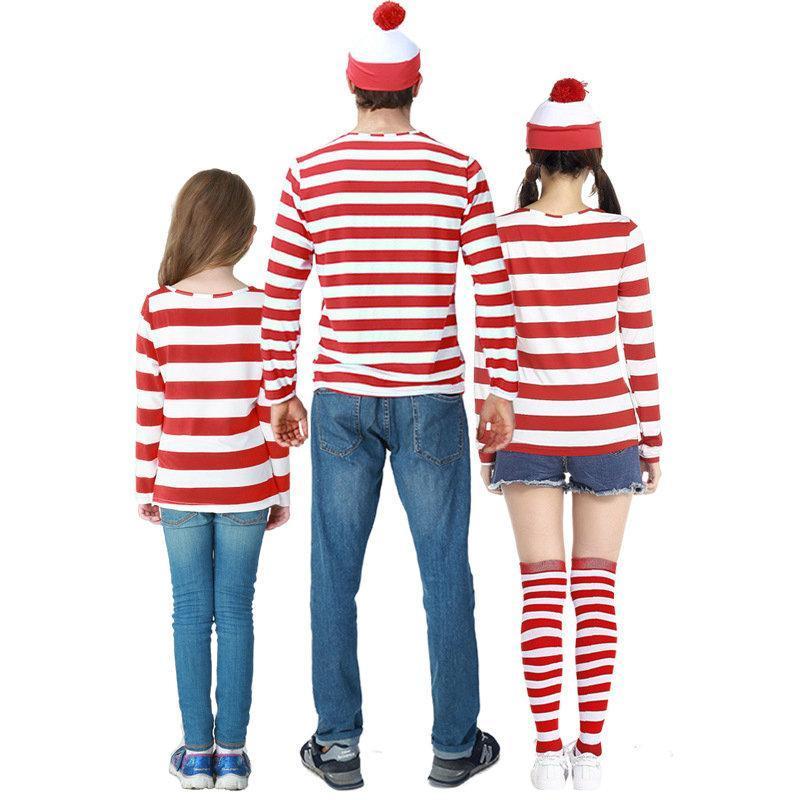 BuyWhere's Wally Wally Anime Cosplay Family Matching Costume Now Cheaper With 3 - 5 Days Ship - PajamasBuy