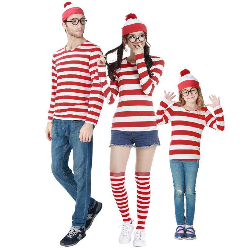 BuyWhere's Wally Wally Anime Cosplay Family Matching Costume Now Cheaper With 3 - 5 Days Ship - PajamasBuy