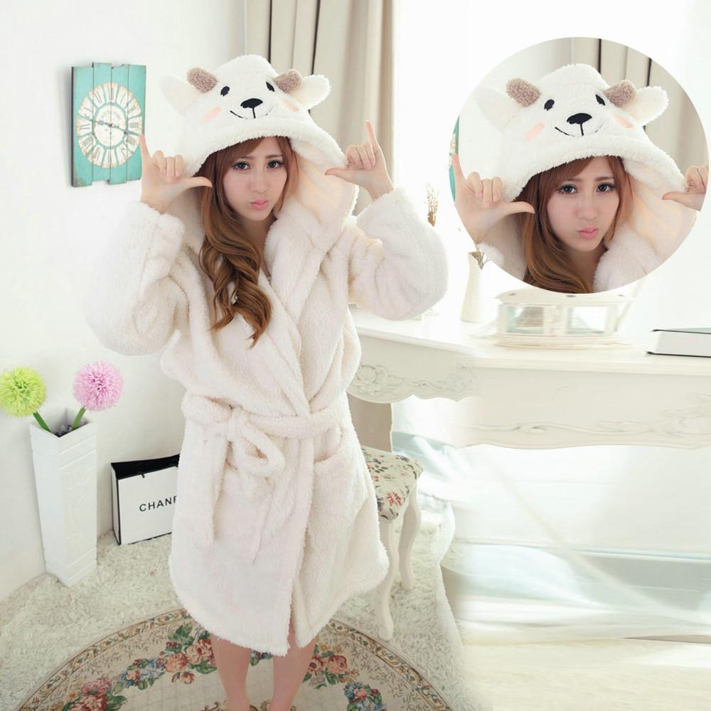 BuyWhite Sheep Pajamas Winter Onesie Coral Fleece Kigurumi Robe Now Cheaper With 3 - 5 Days Ship - PajamasBuy