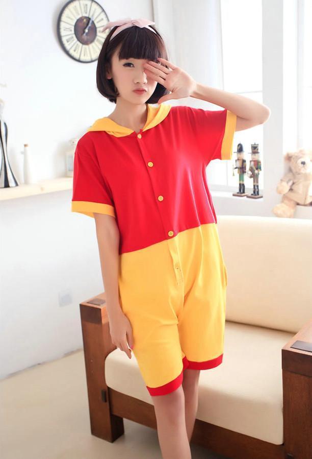 BuyWinnie the Pooh Pajamas Onesie Hoodie Kigurumi Short Sleeve Now Cheaper With 3 - 5 Days Ship - PajamasBuy