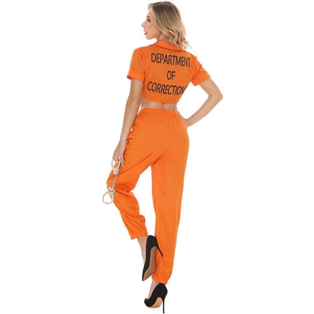 BuyWomen Prisoner Costume Halloween Cosplay Sexy Orange Is The New Black Street Hip Hop Split Shirt Handcuff Jumpsuit Female Now Cheaper With 3 - 5 Days Ship - PajamasBuy