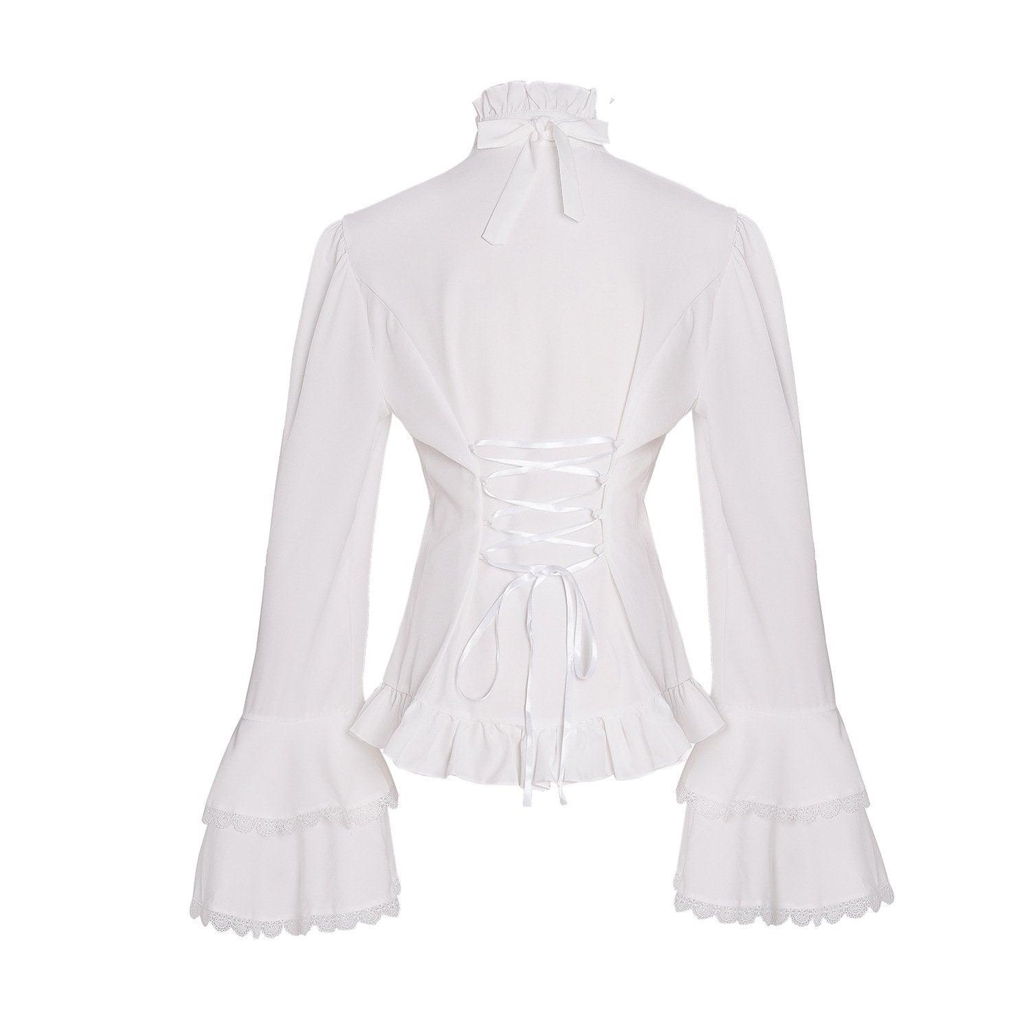 Women's Lolita Palace Retro Blouse Long Bell Sleeve Ruffled Shirt - Pajamasbuy