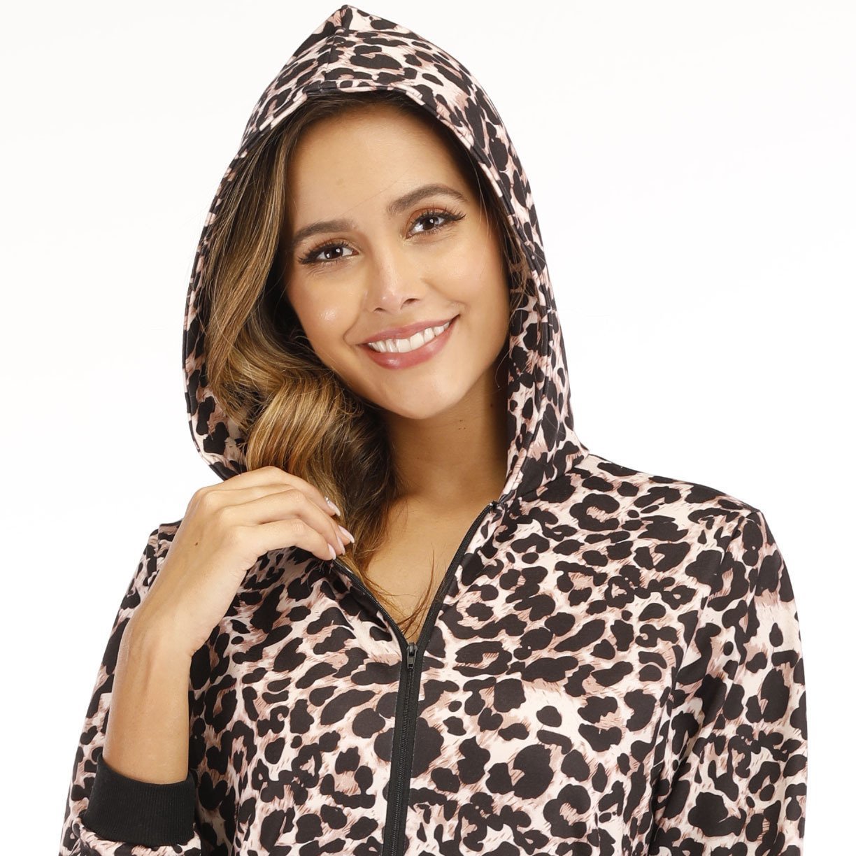 BuyWomen's Pajamas Coral Fleece Christmas leopard Onesie Hooded Jumpsuit Pajamas for Adult Now Cheaper With 3 - 5 Days Ship - PajamasBuy