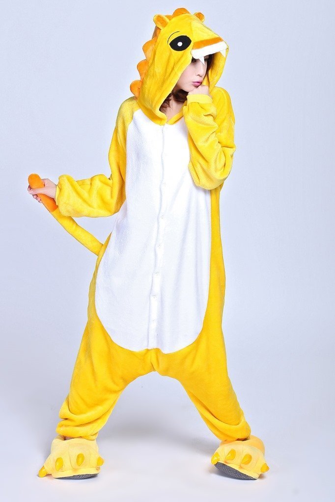 BuyYellow Lion Onesies Hoodie Pajamas Animal Costume Kigurumi Now Cheaper With 3 - 5 Days Ship - PajamasBuy