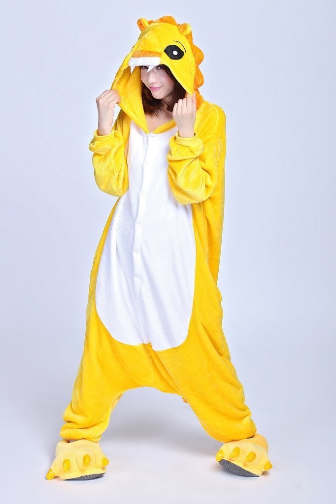 BuyYellow Lion Onesies Hoodie Pajamas Animal Costume Kigurumi Now Cheaper With 3 - 5 Days Ship - PajamasBuy