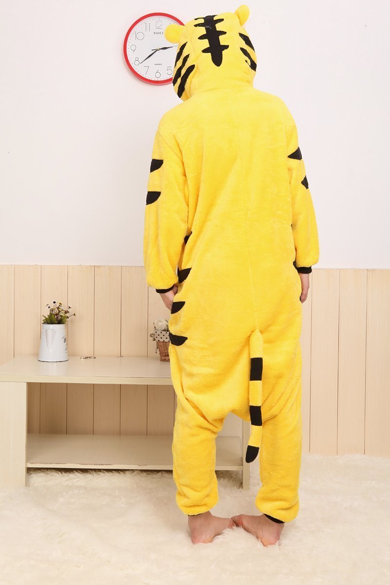 BuyYellow Tiger Pajamas Onesies Animal Kigurumi Hoodie Costume Now Cheaper With 3 - 5 Days Ship - PajamasBuy