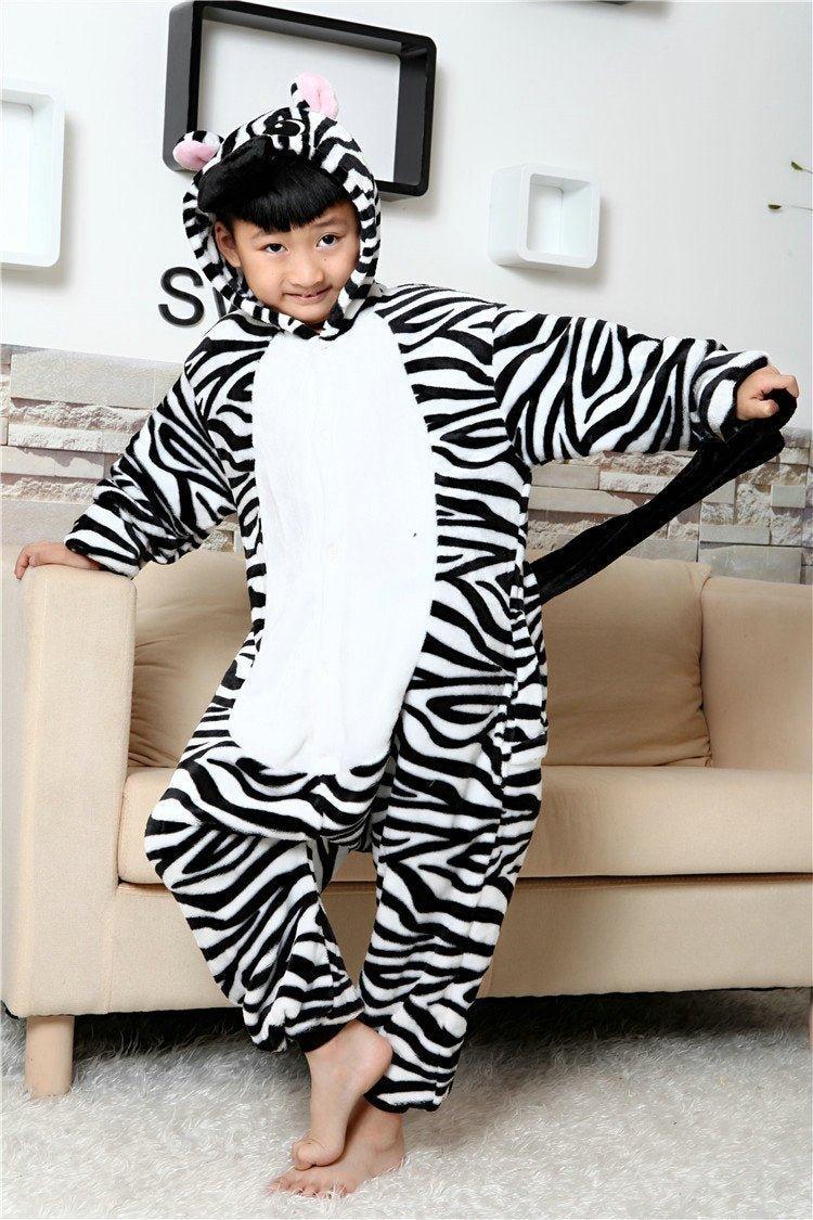 Zebra Kids Kigurumi Pajamas Animal Onesies Hoodie Costume - Pajamasbuy