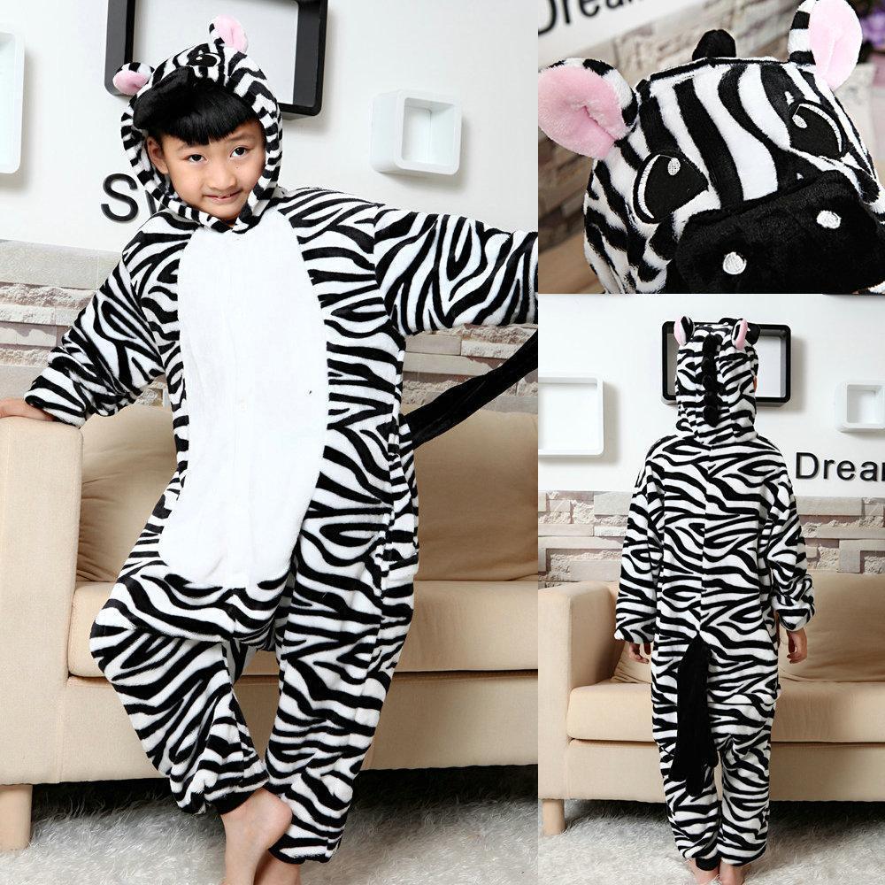 Zebra Kids Kigurumi Pajamas Animal Onesies Hoodie Costume - Pajamasbuy